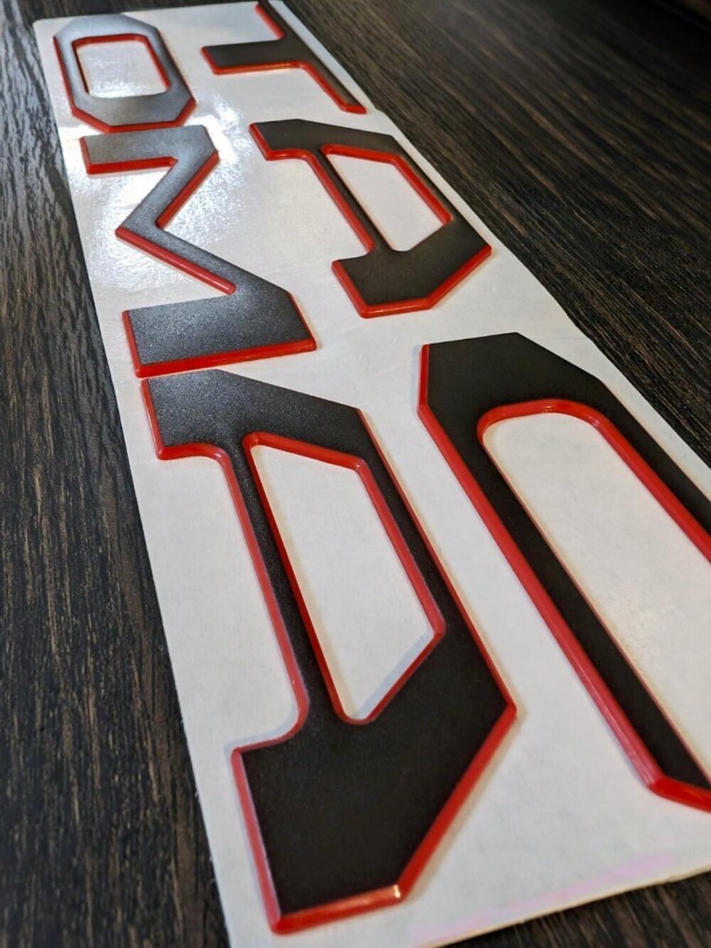 3D Letters Inserts fits 2016-2023 Tacoma Tailgate Matte Black Red Outline